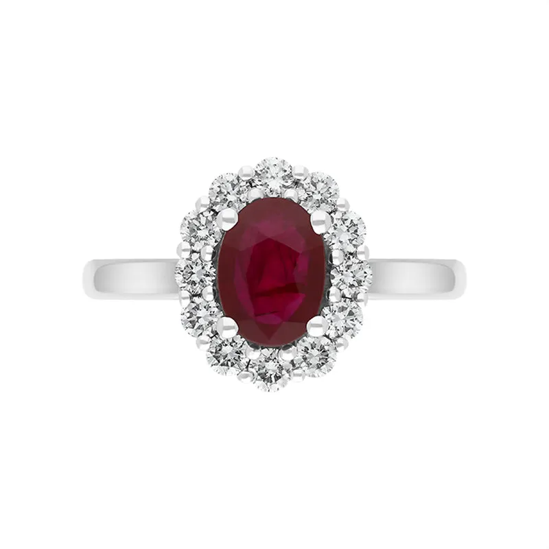 18ct White Gold 0.98ct Ruby Diamond Oval Cluster Halo Ring sold by Jura Watches product image thumbnail 2