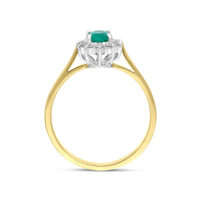 18ct Yellow Gold 0.34ct Emerald Diamond Oval Cluster Halo Ring sold by Jura Watches product image thumbnail 3