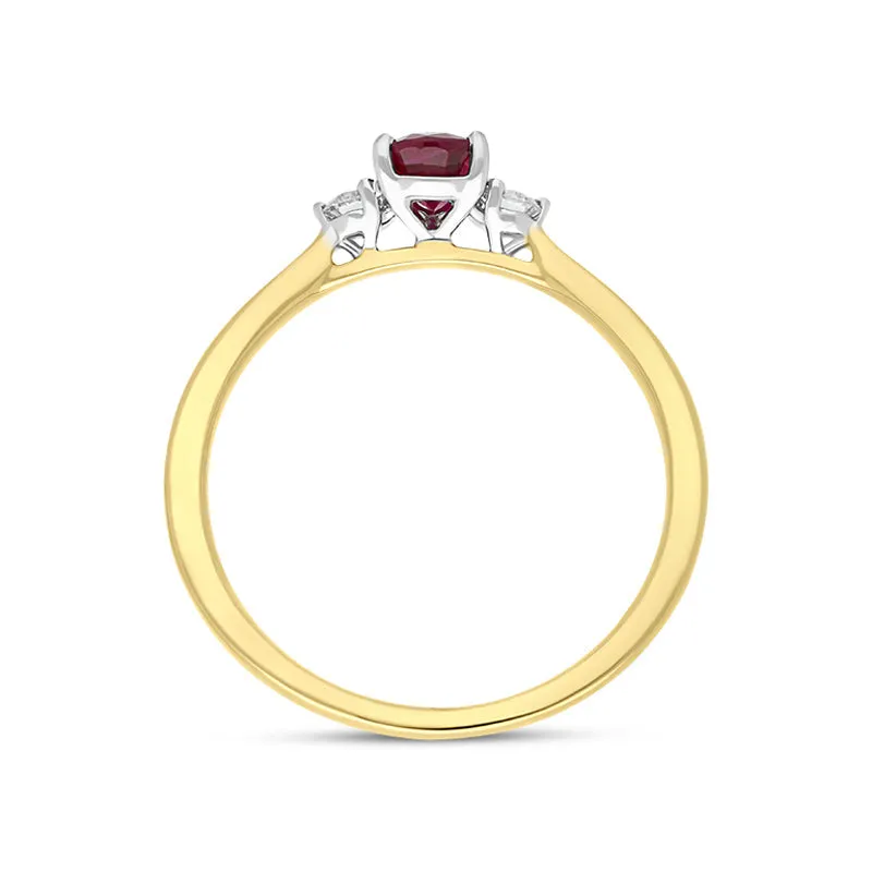 18ct Yellow Gold 0.52ct Ruby Diamond Pear Cut Three Stone Ring sold by Jura Watches product image thumbnail 3