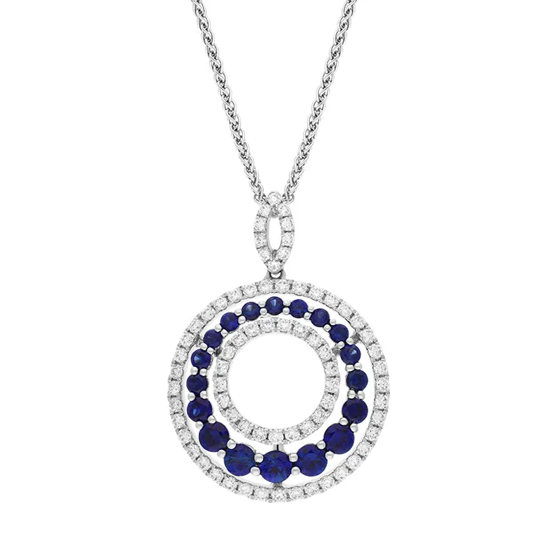 18ct White Gold Sapphire Diamond Open Circle Pendant sold by Jura Watches