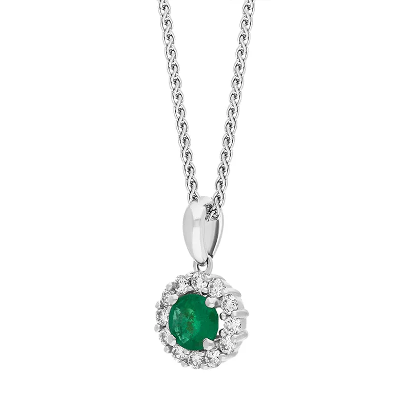 18ct White Gold Emerald Diamond Round Cluster Pendant sold by Jura Watches product image thumbnail 2