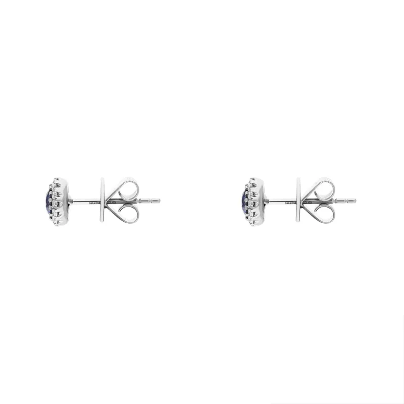 18ct White Gold Sapphire Diamond Round Cluster Stud Earrings sold by Jura Watches product image thumbnail 2