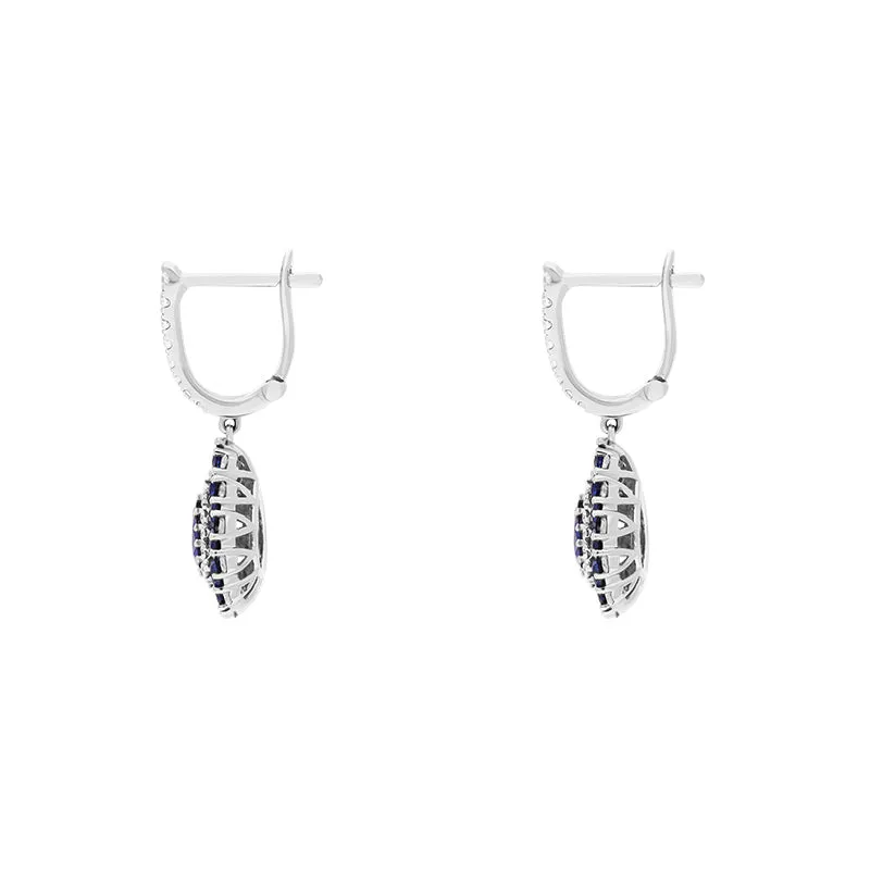 18ct White Gold Sapphire Diamond Pear Cut Drop Earrings sold by Jura Watches product image thumbnail 2