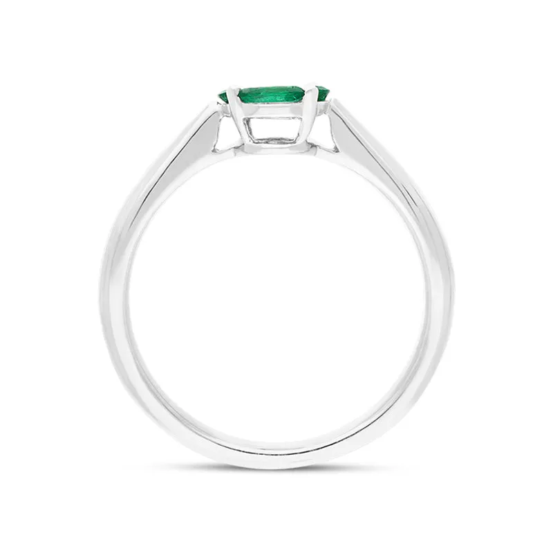 18ct White Gold Emerald Diamond Marquise Stone Round Cluster Ring sold by Jura Watches product image thumbnail 2