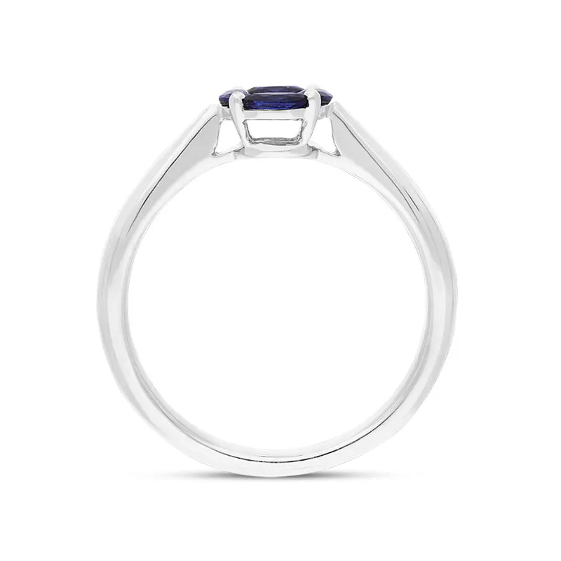 18ct White Gold Sapphire Diamond Marquise Stone Round Cluster Ring sold by Jura Watches product image thumbnail 3