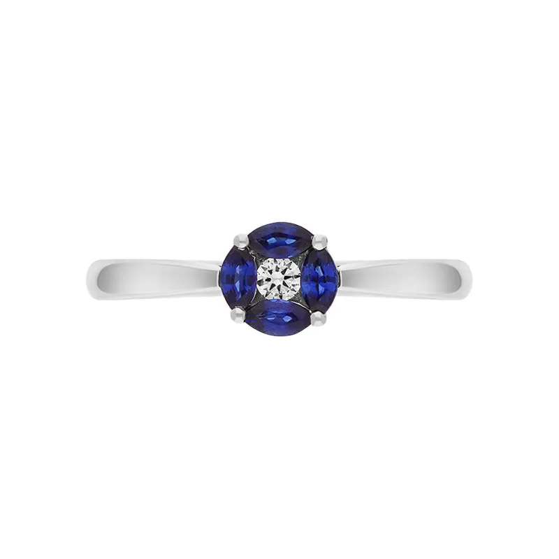18ct White Gold Sapphire Diamond Marquise Stone Round Cluster Ring sold by Jura Watches product image thumbnail 2