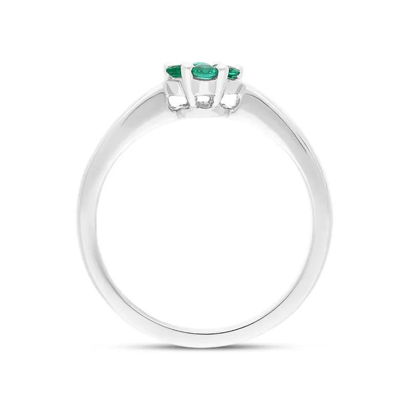 18ct White Gold Emerald Diamond Round Cluster Ring sold by Jura Watches product image thumbnail 2