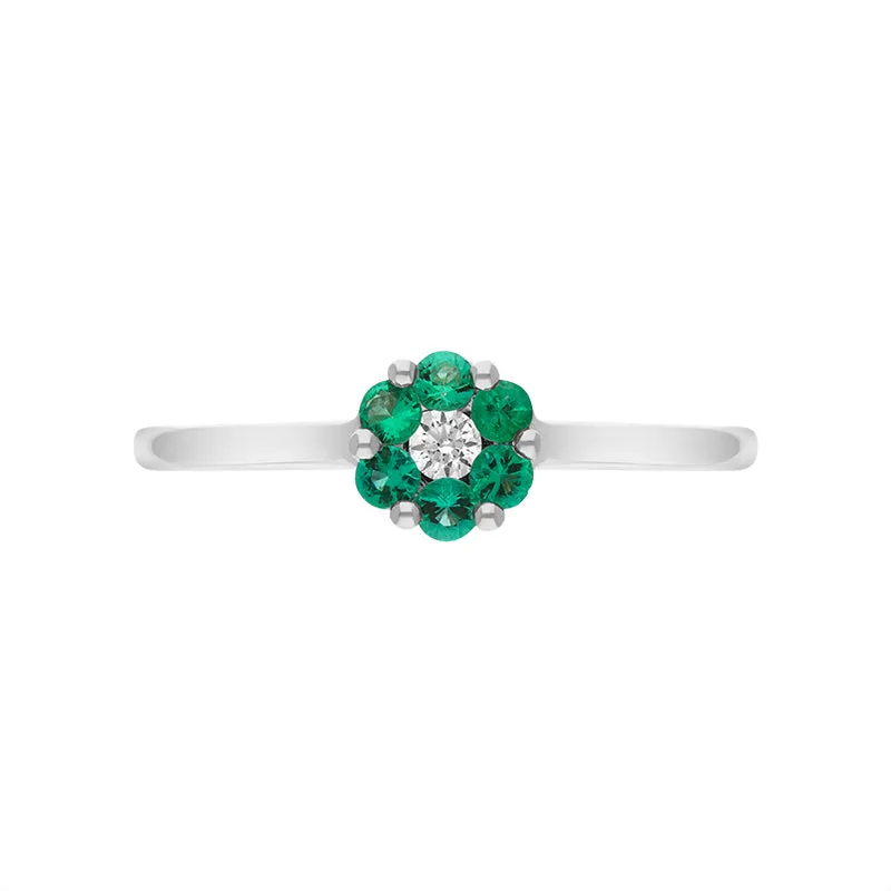 18ct White Gold Emerald Diamond Round Cluster Ring sold by Jura Watches product image thumbnail 3