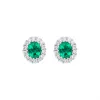 18ct White Gold Emerald Diamond Oval Cluster Stud Earrings sold by Jura Watches