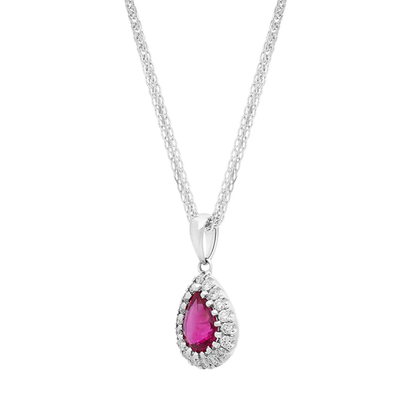18ct White Gold Ruby Diamond Cluster Pear Pendant sold by Jura Watches product image thumbnail 2