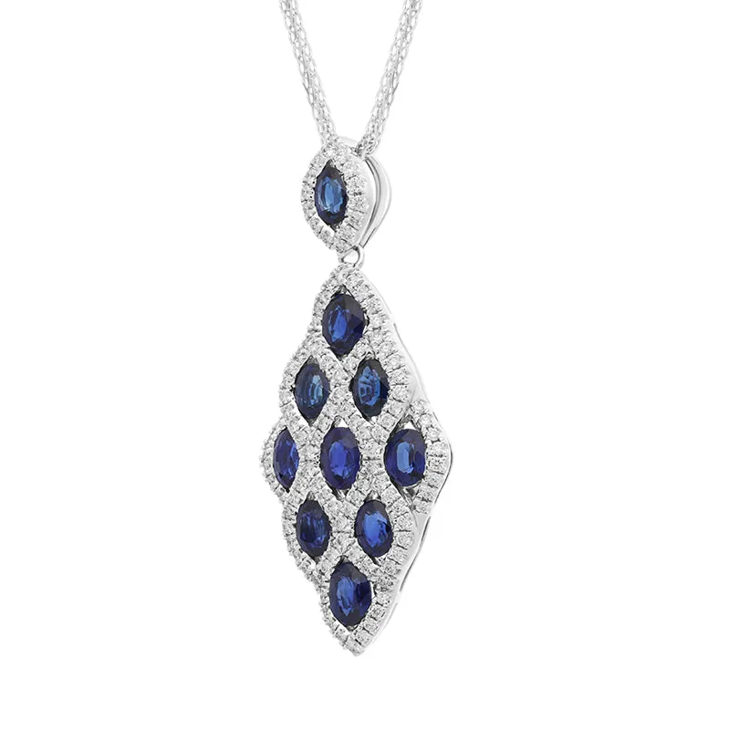 18ct White Gold Sapphire Diamond Oval Cut Lattice Pendant sold by Jura Watches product image thumbnail 2