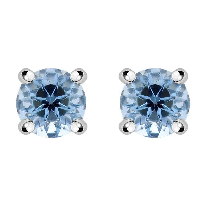 18ct Yellow and White Gold Aquamarine Round Stud Earrings sold by Jura Watches