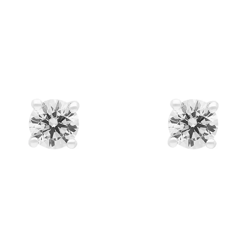 18ct White Gold 0.61ct Diamond Solitaire Brilliant Cut Stud Earrings sold by Jura Watches