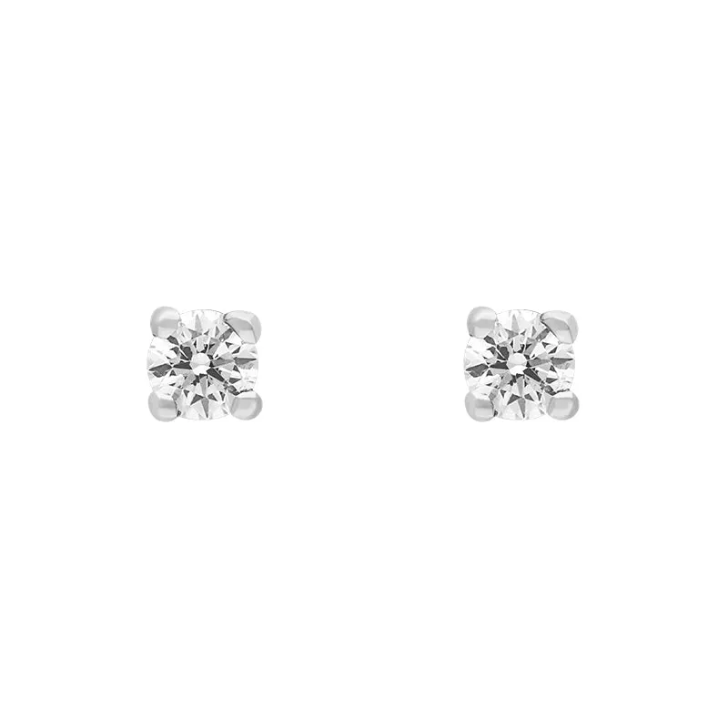 18ct White Gold 0.15ct Diamond Solitaire Brilliant Cut Stud Earrings sold by Jura Watches