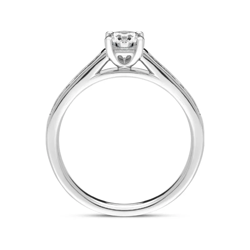 Platinum 0.66ct Diamond Brilliant Cut Solitaire Shoulder Set Ring sold by Jura Watches product image thumbnail 2