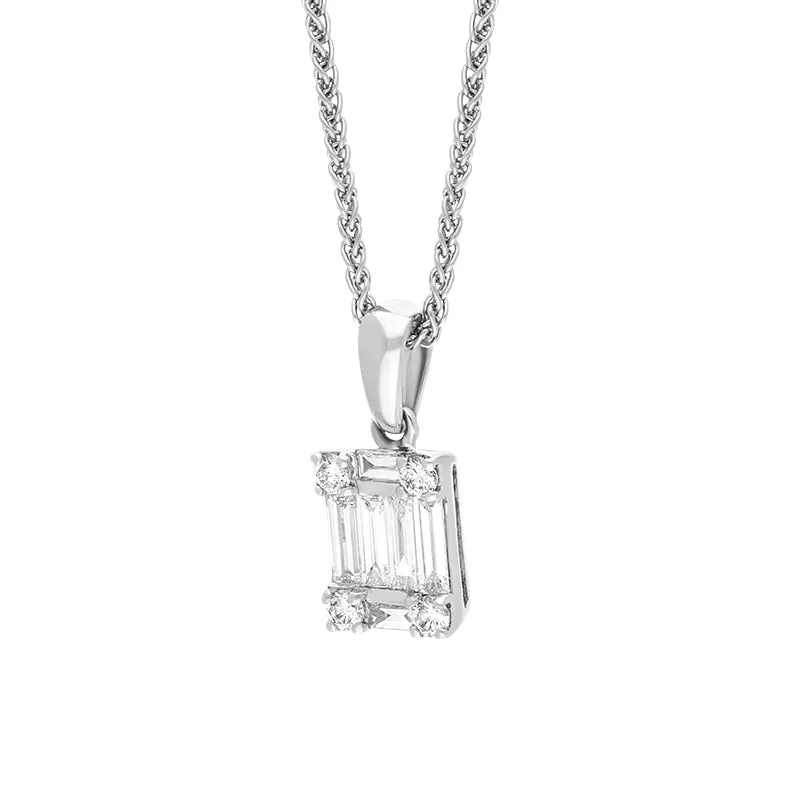 18ct White Gold 0.42ct Diamond Round Brilliant and Emerald Cut Cluster Pendant sold by Jura Watches product image thumbnail 2