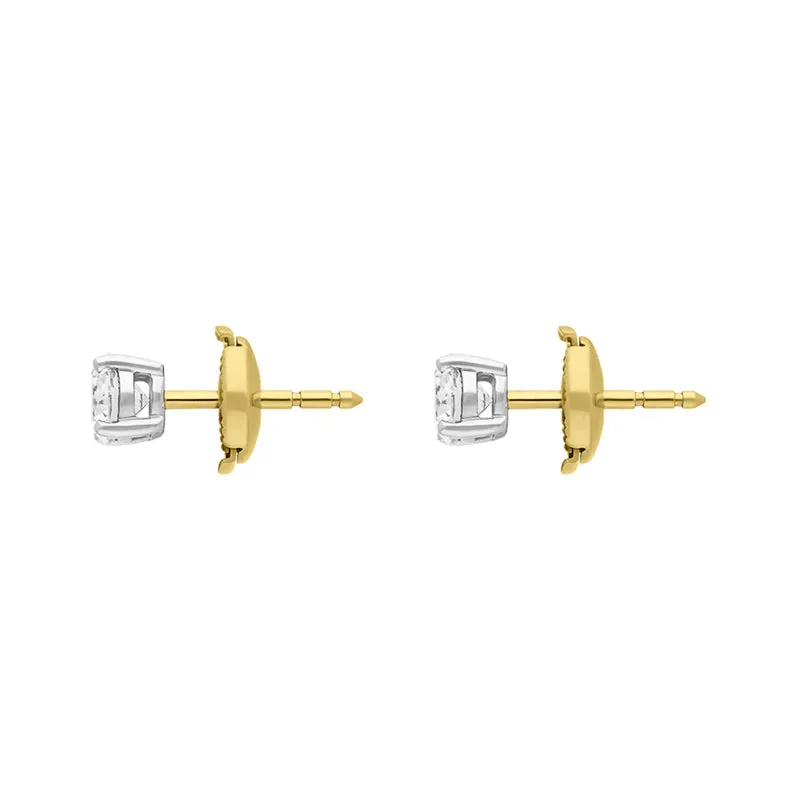 18ct White and Yellow Gold 1.03ct Diamond Solitaire Brilliant Cut Stud Earrings sold by Jura Watches product image thumbnail 2