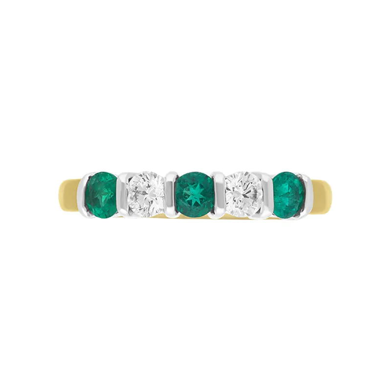 18ct Yellow Gold Emerald Diamond Half Eternity Ring sold by Jura Watches product image thumbnail 2
