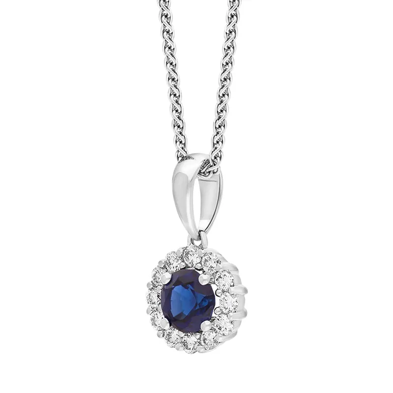 18ct White Gold Sapphire Diamond Cluster Necklace sold by Jura Watches product image thumbnail 2