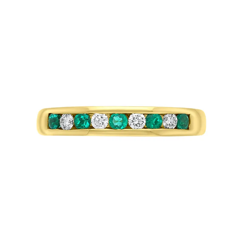 18ct Yellow Gold Emerald Diamond Half Eternity Ring sold by Jura Watches product image thumbnail 2
