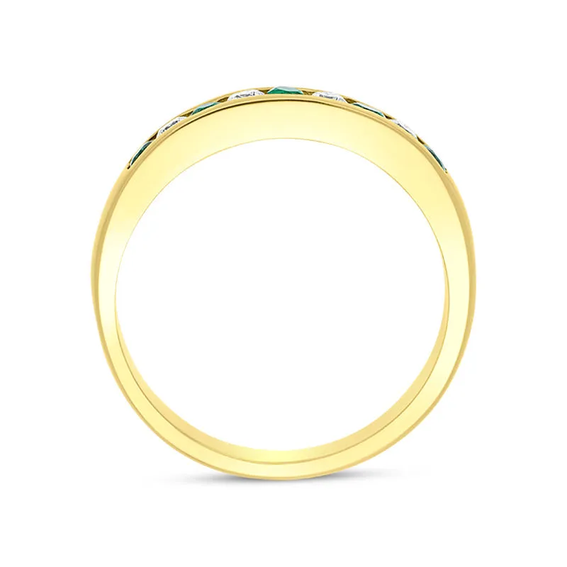 18ct Yellow Gold Emerald Diamond Half Eternity Ring sold by Jura Watches product image thumbnail 3