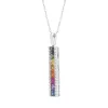 18ct White Gold Sapphire Diamond Princess Cut Multicoloured Bar Pendant sold by Jura Watches
