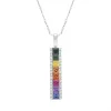 18ct White Gold Sapphire Diamond Princess Cut Multicoloured Bar Pendant sold by Jura Watches