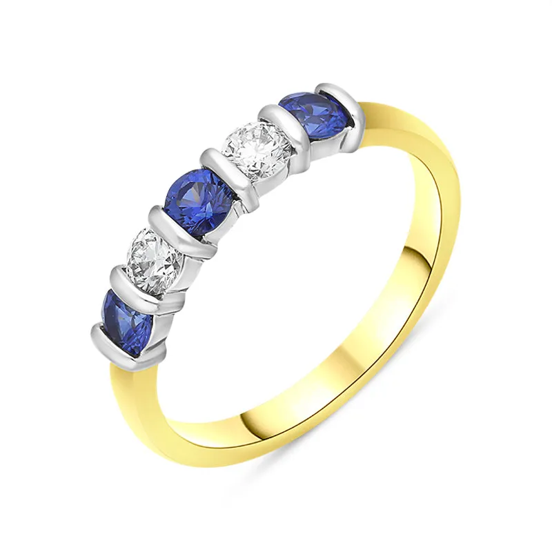 18ct Yellow Gold Sapphire Diamond Half Eternity Ring sold by Jura Watches
