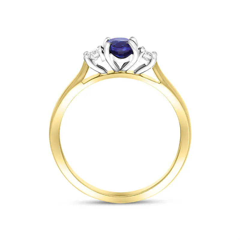 18ct Yellow Gold 0.64ct Sapphire Diamond Oval Cut Three Stone Ring sold by Jura Watches product image thumbnail 3