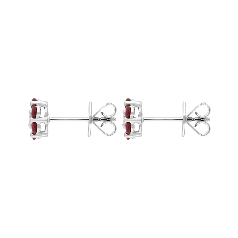 18ct White Gold Ruby Diamond Flower Stud Earrings sold by Jura Watches product image thumbnail 2
