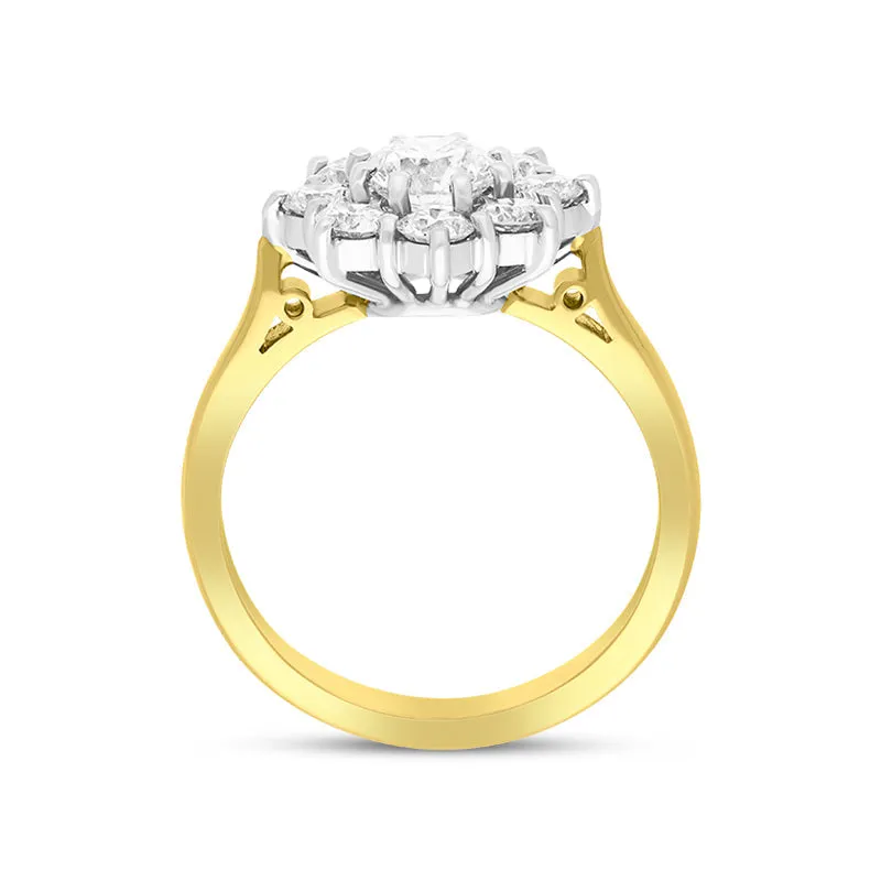 18ct Yellow Gold 1.69ct Diamond Vintage Style Cluster Ring sold by Jura Watches product image thumbnail 3