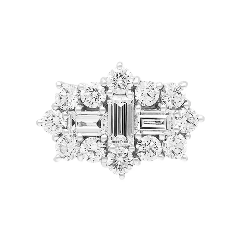 18ct Yellow Gold 3.00ct Diamond Baguette Round Brilliant Cut Vintage Style Cluster Ring sold by Jura Watches product image thumbnail 3