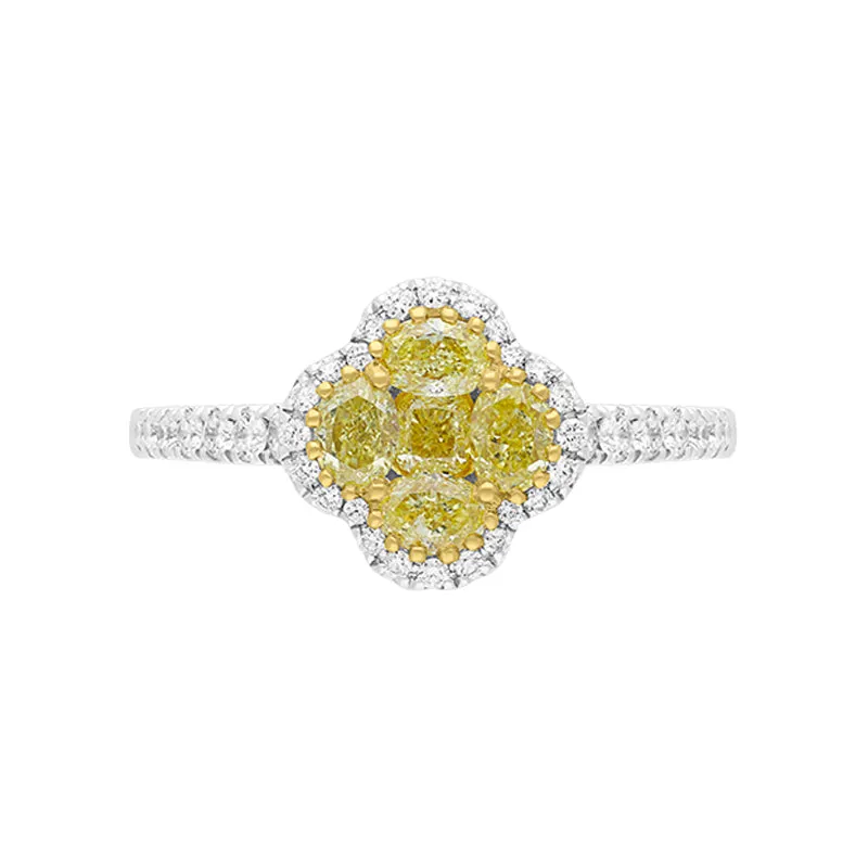 18ct White Gold Yellow and White Diamond Cluster Ring sold by Jura Watches product image thumbnail 2