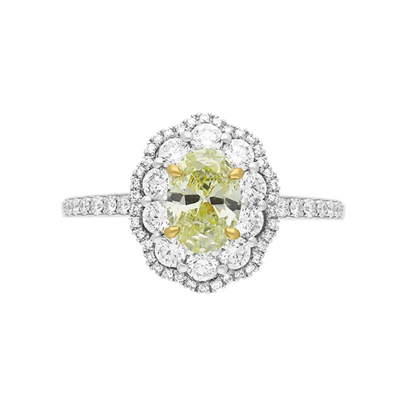 Platinum Yellow and White Diamond Oval Cluster Ring sold by Jura Watches product image thumbnail 2
