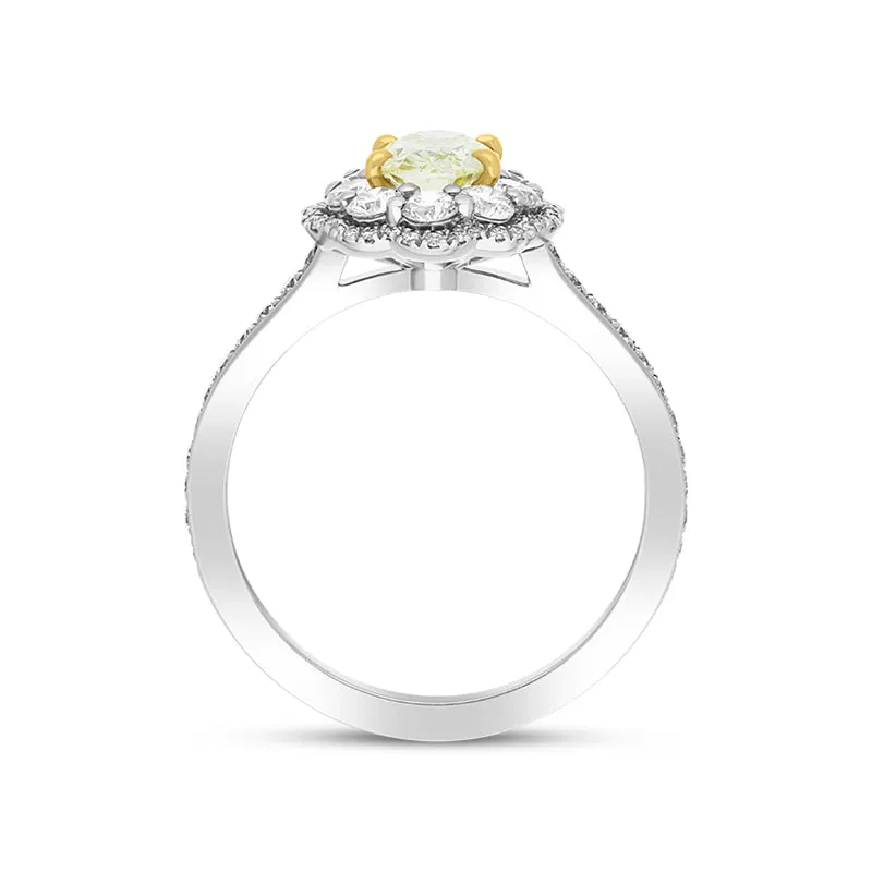 Platinum Yellow and White Diamond Oval Cluster Ring sold by Jura Watches product image thumbnail 3
