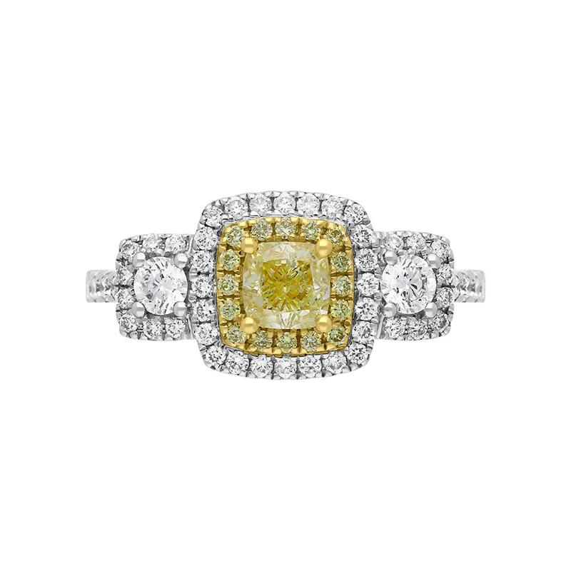 18ct White Gold Yellow and White Diamond Triple Cluster Ring sold by Jura Watches product image thumbnail 3