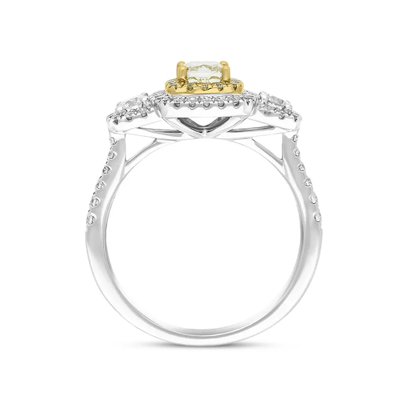 18ct White Gold Yellow and White Diamond Triple Cluster Ring sold by Jura Watches product image thumbnail 2