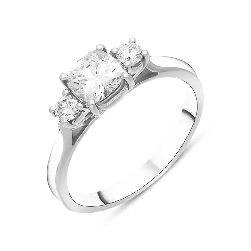 Platinum 0.89ct Diamond Cushion Cut Three Stone Ring sold by Jura Watches