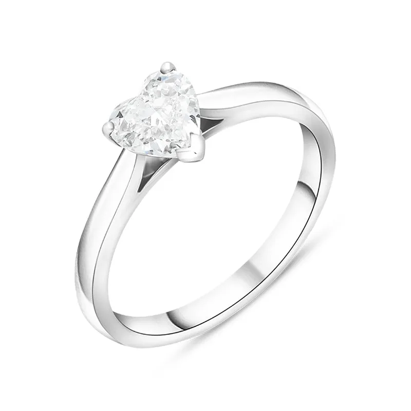 Platinum 0.71ct Diamond Heart Cut Solitaire Ring sold by Jura Watches