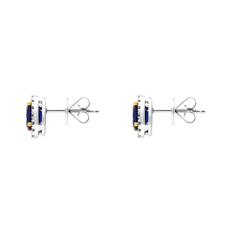 18ct White Gold 1.52ct Sapphire Diamond Cluster Oval Stud Earrings sold by Jura Watches product image thumbnail 2