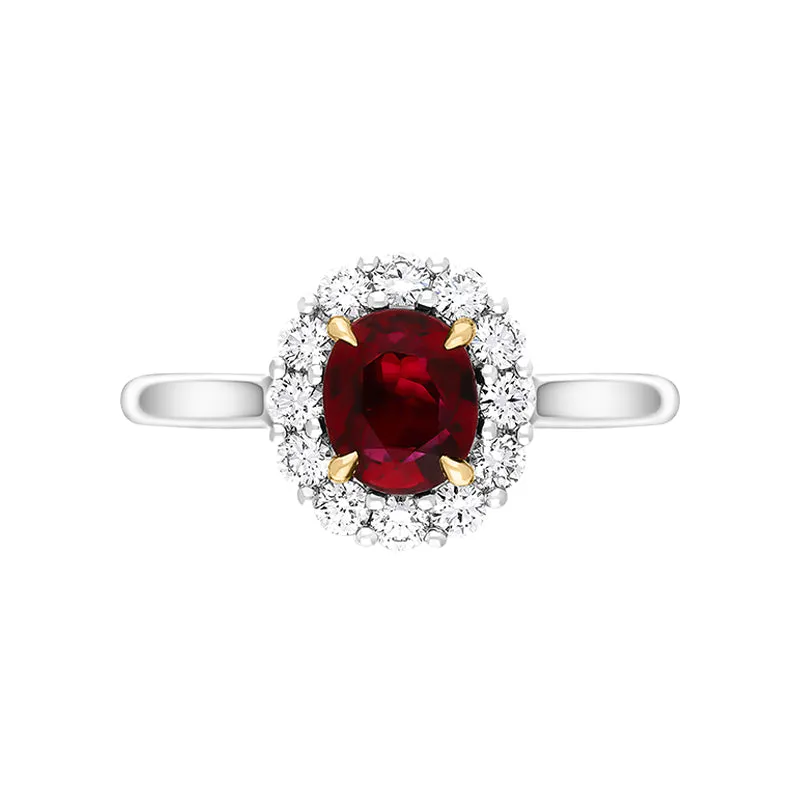 Platinum 1.16ct Ruby Diamond Oval Cluster Ring sold by Jura Watches product image thumbnail 2