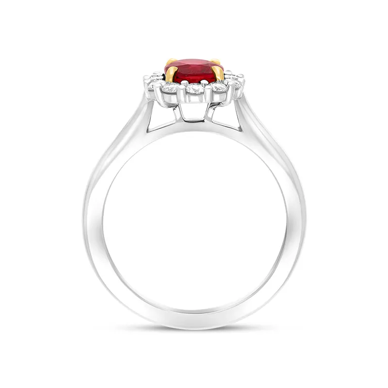 Platinum 1.16ct Ruby Diamond Oval Cluster Ring sold by Jura Watches product image thumbnail 3
