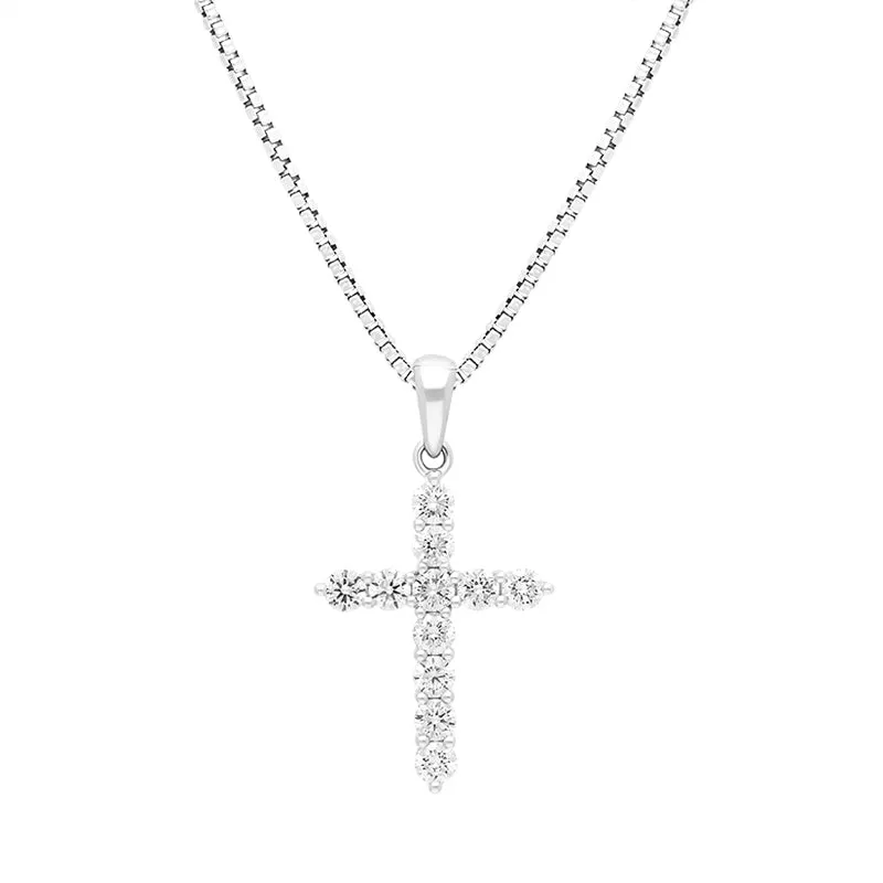 18ct White Gold 0.50ct Diamond Cross Pendant sold by Jura Watches