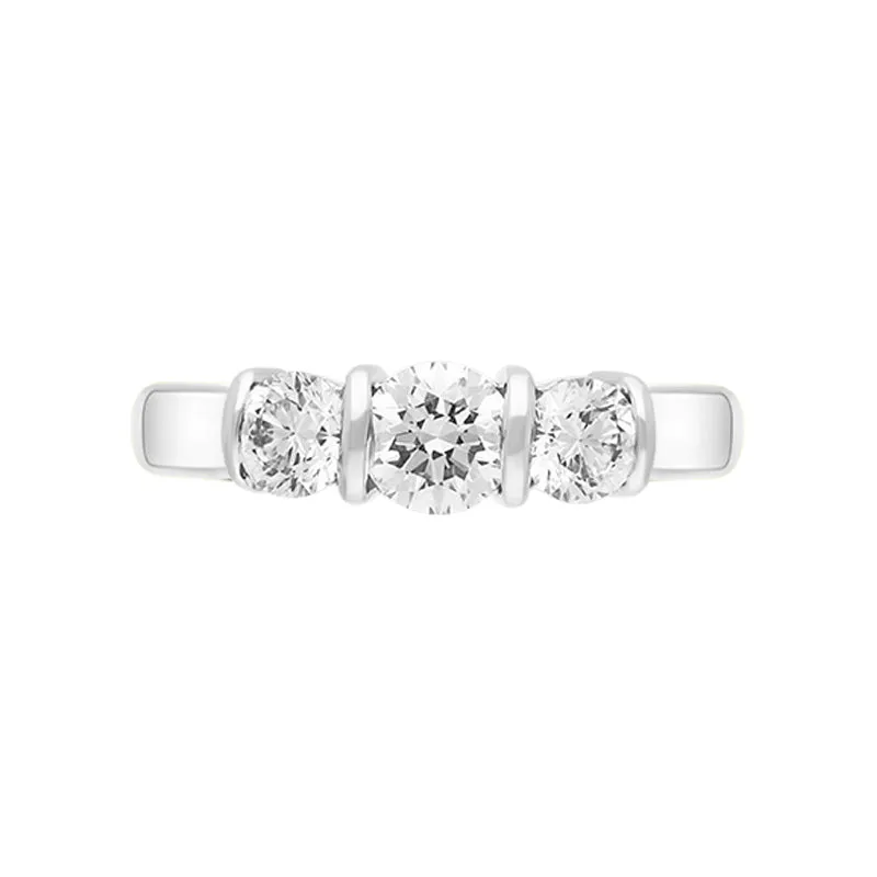 Platinum 1.03ct Diamond Round Brilliant Cut Three Stone Bar Set Ring sold by Jura Watches product image thumbnail 2