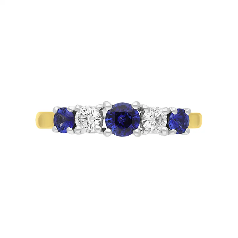 18ct Yellow Gold Sapphire Diamond Five Stone Ring sold by Jura Watches product image thumbnail 2