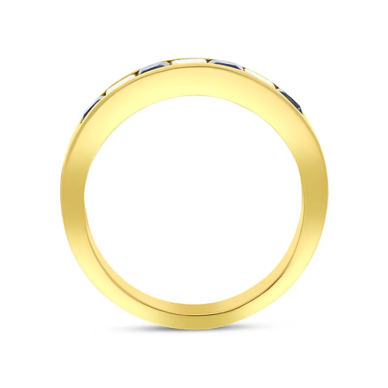 18ct Yellow Gold Sapphire Diamond Princess Cut Channel Set Half Eternity Ring sold by Jura Watches product image thumbnail 3