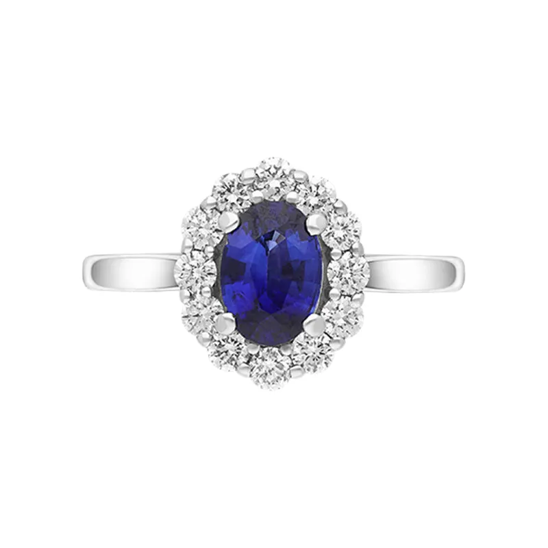 18ct White Gold 0.75ct Sapphire Diamond Halo Ring sold by Jura Watches product image thumbnail 2