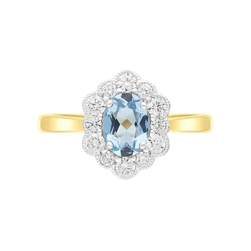 18ct Yellow Gold 0.67ct Aquamarine Diamond Halo Ring sold by Jura Watches product image thumbnail 3