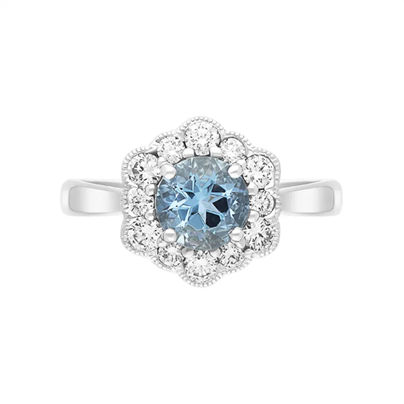 18ct White Gold 0.72ct Aquamarine Diamond Halo Ring sold by Jura Watches product image thumbnail 2