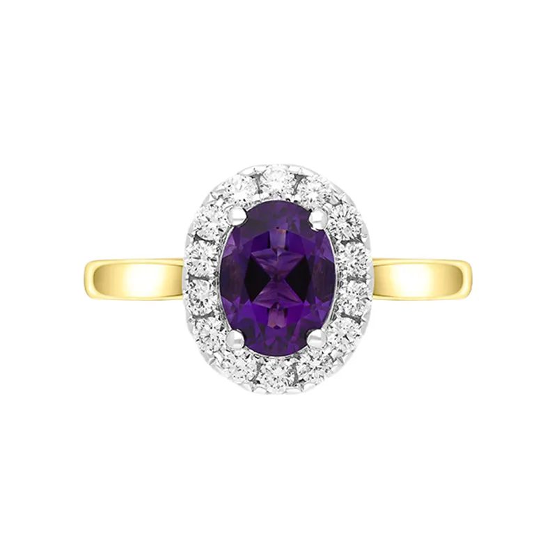 18ct Yellow Gold 1.10ct Amethyst Diamond Halo Ring sold by Jura Watches product image thumbnail 2